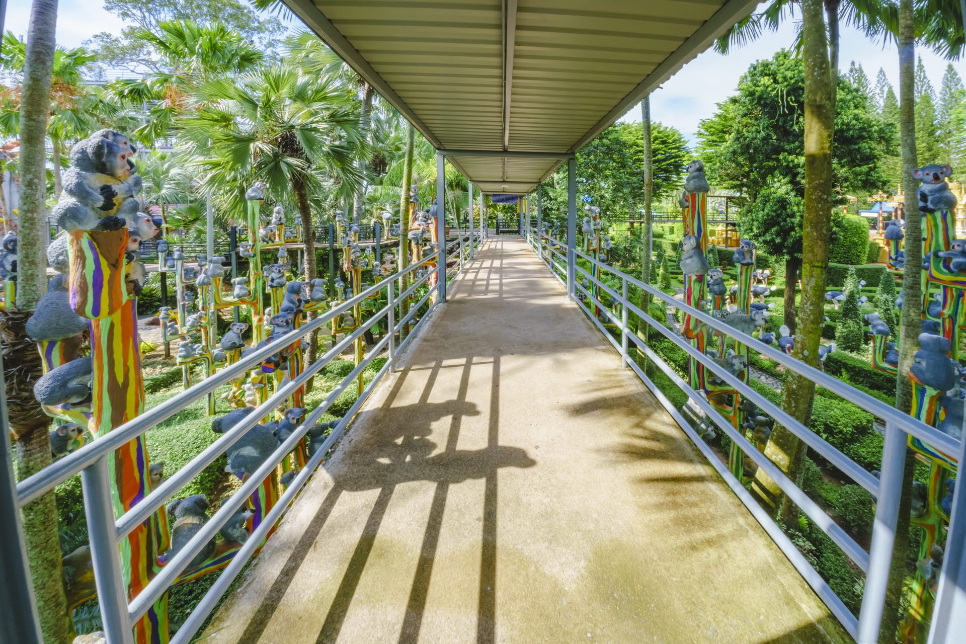 The elevated Sky Walk above the gardens at Nong Nooch