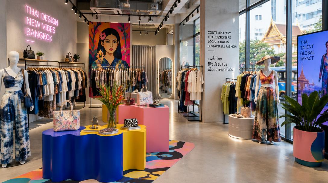 Colourful boutique showcasing contemporary Thai designer fashion